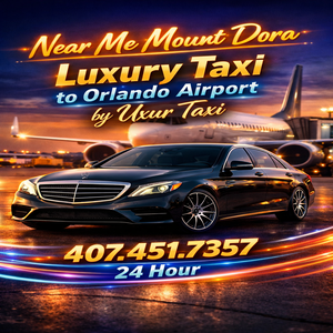 Luxury taxi in Mount Dora providing 24/7 private transportation to Orlando Airport (MCO), featuring professional chauffeur service, clean vehicles, and long‑distance ride options.